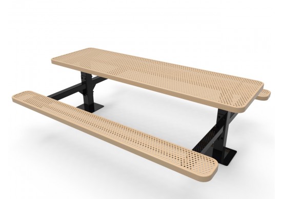 Rectangular Double Pedestal Picnic Table with Perforated Steel